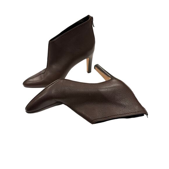 Manolo Blahnik Brown Semi Pointed Toe Leather Heeled Ankle Booties Size 37 US 7 - Picture 2 of 12